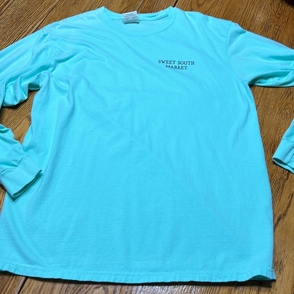 Comfort Colors souvenir tee.  Sweet South Market.  Mint green.  Large.